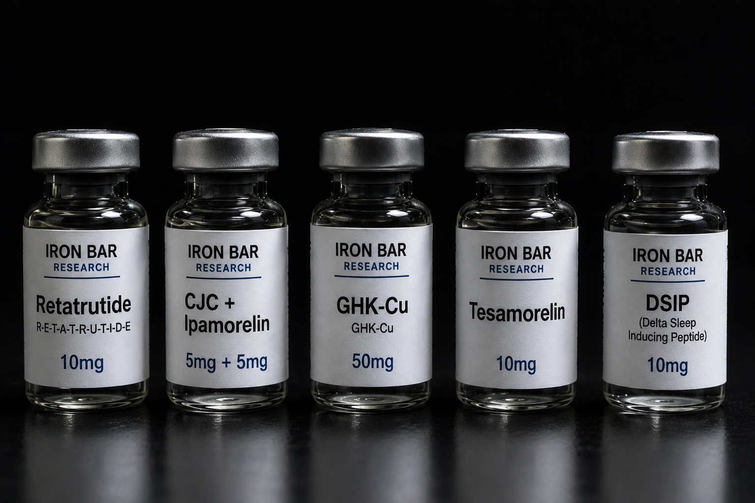 Iron Bar Research peptide vials